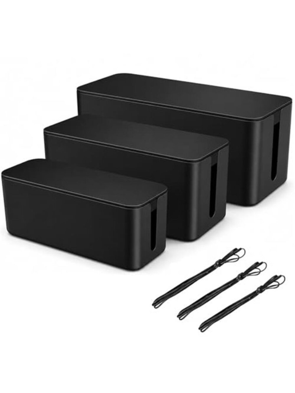 Cable Management Box Set Cord Organizer Power Strip Cover Wire Storage Black